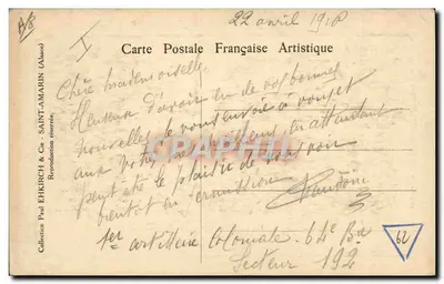 As Forças Francesas na Alsácia — Revisão passada pelo Geral Joffre, Gerais Dubail, de Maud'Hum, Serret — Verso