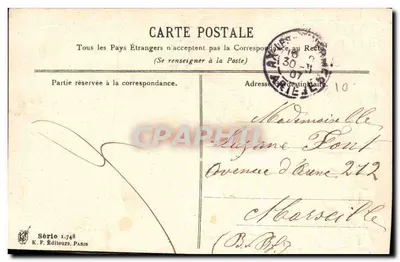 Poisson d'Avril — zabawki i kwiaty — K. F. Wydawcy, Paryż, seria 1.748 — Rewers