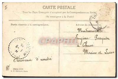 Dwie miłosne gołębie — tekst "Je Vous aime" — K. F. Éditeurs, Paryż, seria 836 — Rewers