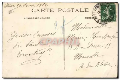 Stara pocztówka 1912 Karnawał w Aix — Joute carnavalesque — Rewers