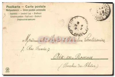 Châtelard — Paisagem alpina com diligência — Louise Mailick — Verso