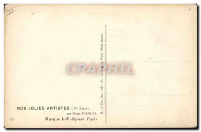 Mulher com vestido e chapéu — série 'Nosas Belas Artistas' — Henri Manuël, Paris — Verso