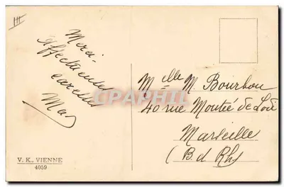 Dois crianças se beijando — cena de Páscoa — V.K. Viena, n° 4059 — Verso
