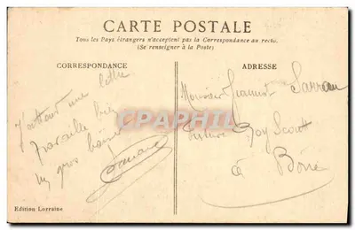 Carta postal ilustrada — Estrada de Paris a Metz — Edição Lorraine n°5 — Verso