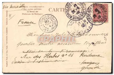Mujer y niño — Quimper — E. SOUBES Jeune - Nuevas, Burdeos — Reverso