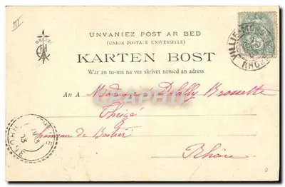 Bretania — Kobieta i pies obok skały — Zbiór E.H. - 328 — Ilustrowane piosenki Botrela « Piosenka Patoura - 3 » — Rewers