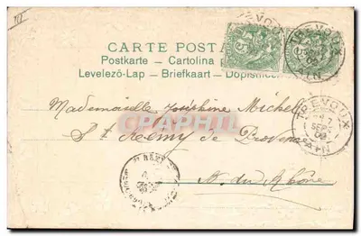 Donna che tiene un tamburo — Cartolina postale inviata a Chania — editore Carte Postale — Verso