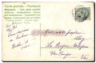 Bilhete postal antigo Fantasia Flores — Verso