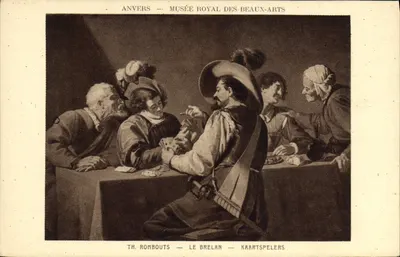 Anvers — Museu Real das Belas-Artes — Th. Rombouts — Le Brelan — Jogo de Cartas