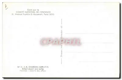 Criança brincando com cartas — J.-B. Chardin (1699-1779) — Editado pelo Comitê Nacional da Criança — Verso