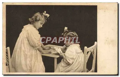 Bilhete postal antigo Enfants Cartes