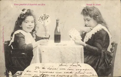 Bilhete postal antigo Bilhetes Postais Antigos Uma Partida de Ecarte em Dez