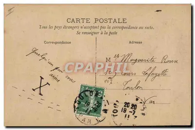 Declaração de amor — Carta postal decorada com cartas de baralho e rosas — CIRCÉ n°4335 — Verso