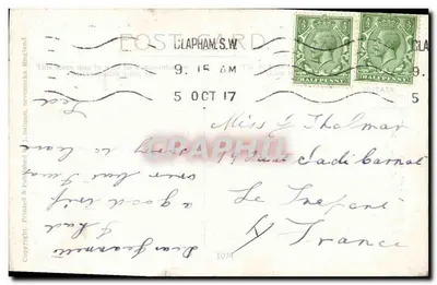 Une femme en tablier — menaçant un homme — dessin de R. Morgan — éditeur J. Salmon, Sevendon, Angleterre — Rewers