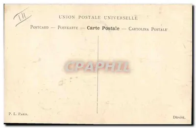 Criança em uniforme e mulher em traje histórico — cena de parque — desenho de J. Nélon — editor P. L. Paris — Verso