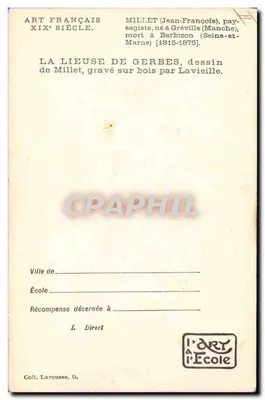 La Lieuse di Gerbe — J.-F. Millet — Edizione Larousse — Verso