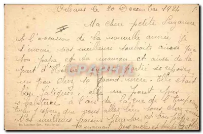 Menina em traje de Natal — Boas Festas — De Sanafey, Paris — Verso