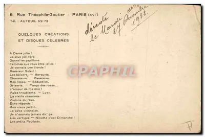 Georges Vorelli — Wysoki śpiewak — Studio Phébus — Rewers