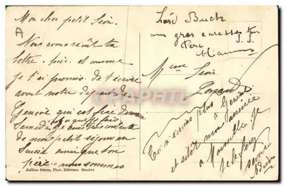 Groep puppy's van de Grote Saint-Bernard — J.J. 8936 — Jaillien frères, Genève — Achterkant