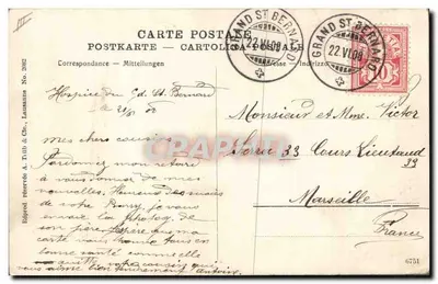 Cane del Grande San Bernardo — editore A. Trilb & Cie, n° 2982 — Verso