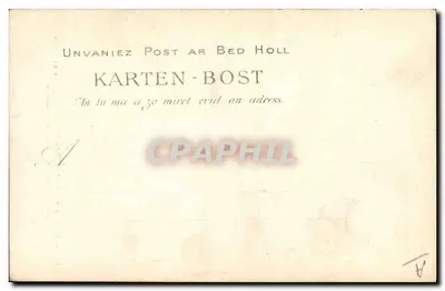 Théodore Botrel w roli Kapitana z jego popularnej sztuki «La Voix du Lit clos» — Quimper, wydawca Villard, nr 1307 — Rewers