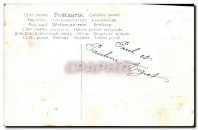 Zamieczony wioska — dekor z hortensji i czerwonym wstążkiem — wydawca nie widoczny — Rewers