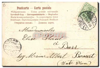 Carte postal decorativa — recordações e desejos — editor 'Weltpostverein' n° 14 — Verso