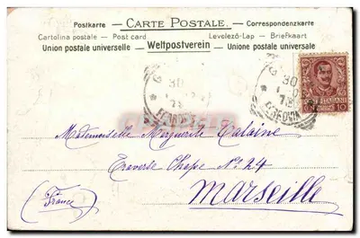 Antieke ansichtkaart Fantasie Bloemen Vrouwen — Achterkant