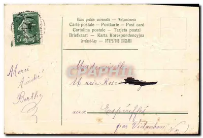 Lilas — ¡Felicidades! — Tarjeta postal francesa — Reverso