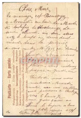 Dois pássaros em um quadro floral — Boa festa — Carta postal universal — Verso