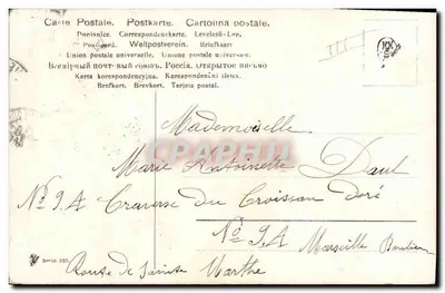 Łowca zimą — żołnierz w stroju łowczym na zimnym krajobrazie — wydawca J. Lepage, nr 9.A — Rewers
