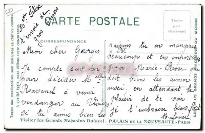 Caça à cavalo — Setembro — Grandes Magasins Dufayel — Verso