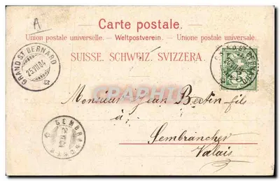 Soverano do Grande St Bernard — Müller & Trübi, Lausanne, No. 2046 — Verso