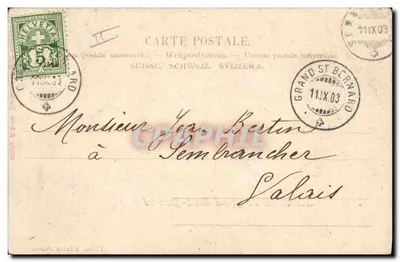 Os cães do Grande Saint-Bernard — ilustração com retrato de Flora — editor Müller & Trüb, Lausana, n° 2028 — Verso