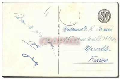 Hospicjum Grande Saint-Bernard zimą — Société Graphique Neuchâtel, nr 1049 — Rewers