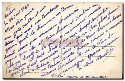 Cão de montanha — Editor: Tableaux Pyrénéens, n° 988 — Assinado 'Elle' — Verso