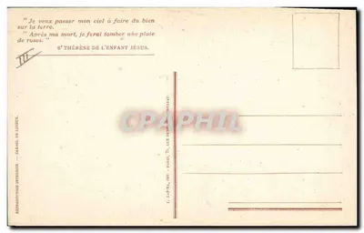 Térèsa da Criança Jesus — oração para corações sensíveis — editor E. Lapna, Paris — Verso