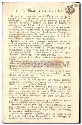 Nouveau chevalier d'Assas — Un sergent français placé comme bouclier devant les Allemands — FAITS DE GUERRE 1914-1915, éditeur JOP — Verso