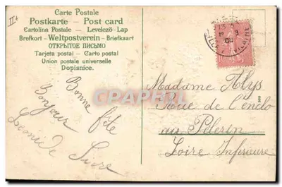 Carte postale d'amitié — cœur de fleurs et trèfle — éditeur non visible — Verso