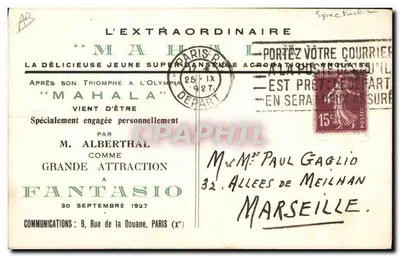 Mahala — Triunfo na Olympia — Paul Franck, diretor — Paris — Verso
