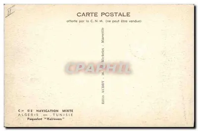 Paquebote "Kairouan" — Argélia - Tunísia — Cie de Navigation Mixte, Marselha — Verso