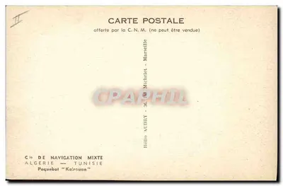Paquebote "Kairouan" — Argélia - Tunísia — Cie de Navigation Mixte, Marselha — Verso