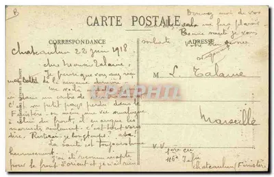 Mulher em traje tradicional — tecelã com roca — Coleção H. Laurent, Port-Louis — Verso