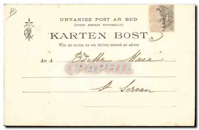 Botrel em casa, diante de seu leito fechado — Bretanha — Edição E.H., n°205 — Verso