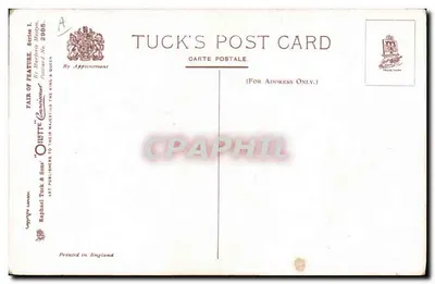 Jonge vrouw met hoed — citaat van Shakespeare — Tuck's Post Card, serie 1 — Achterkant