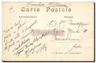 Dannemarie — M. Millerand ontmoet generaals — Aan de hoek van het vlaggenstokje van de gemeente — Achterkant