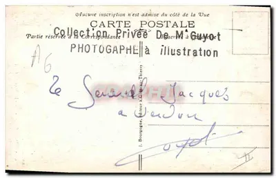 Dwaj oficerowie w mundurach — zimowa las — J. Bourgogne, wydawca w Château-Thierry — Rewers
