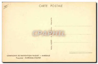 Paquebote Maréchal-Lyautey — Compagnie de Navigation Paquet — Marselha — Verso