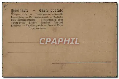 Grupo de cervos junto a um lago — margem florestada — União Postal Universal — Verso