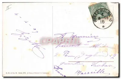 Odkrywanie łosi w alpejskim krajobrazie — H. K. & Co. Seria 494 (d Dess.) — Rewers